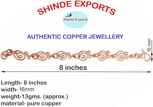 Miniatura 3 de Pulseras de cadena de cobre puro para mujer, joyería de muñeca