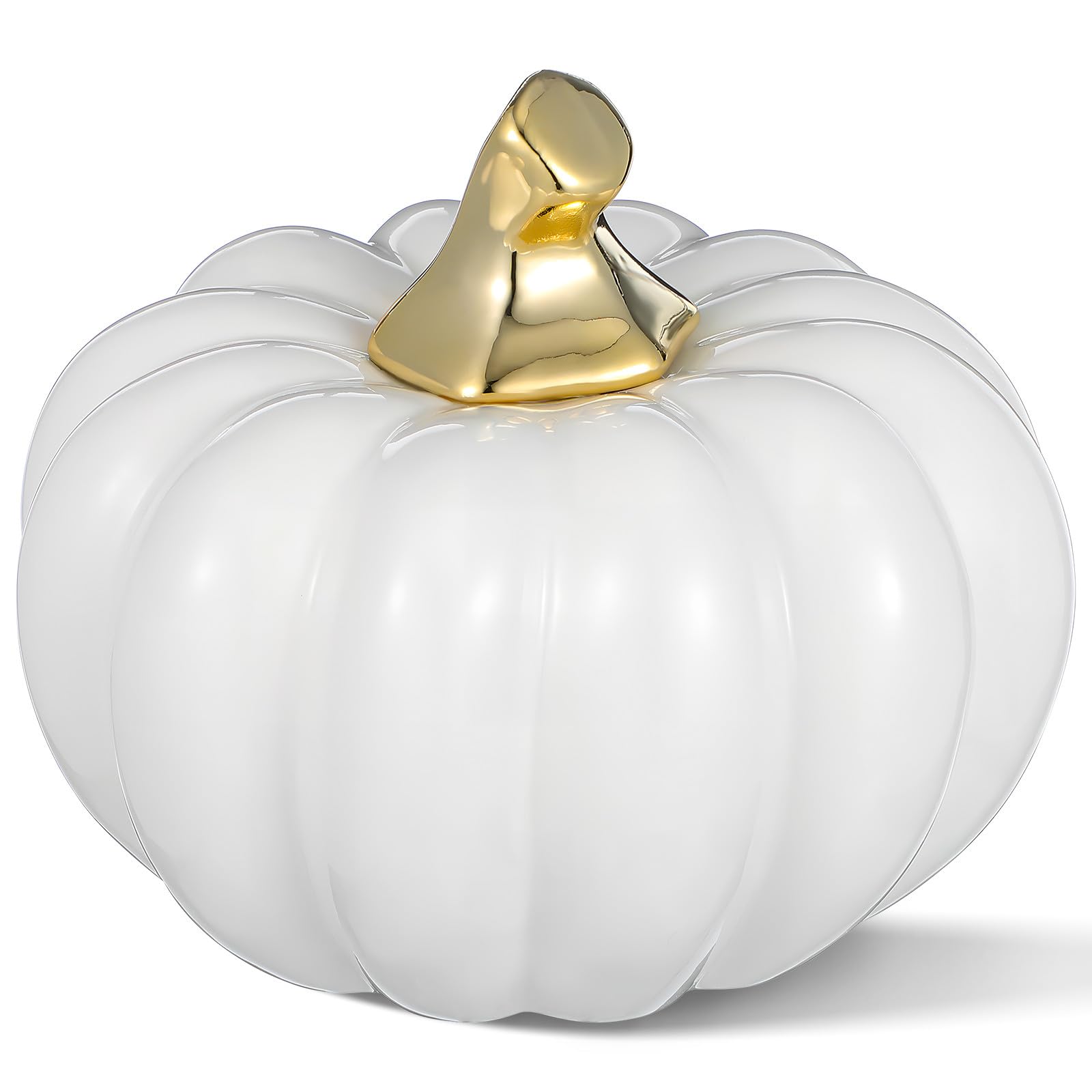 Keramik Kürbis Ornament Weiß Halloween Dekoration Deko Feier Herbst Party