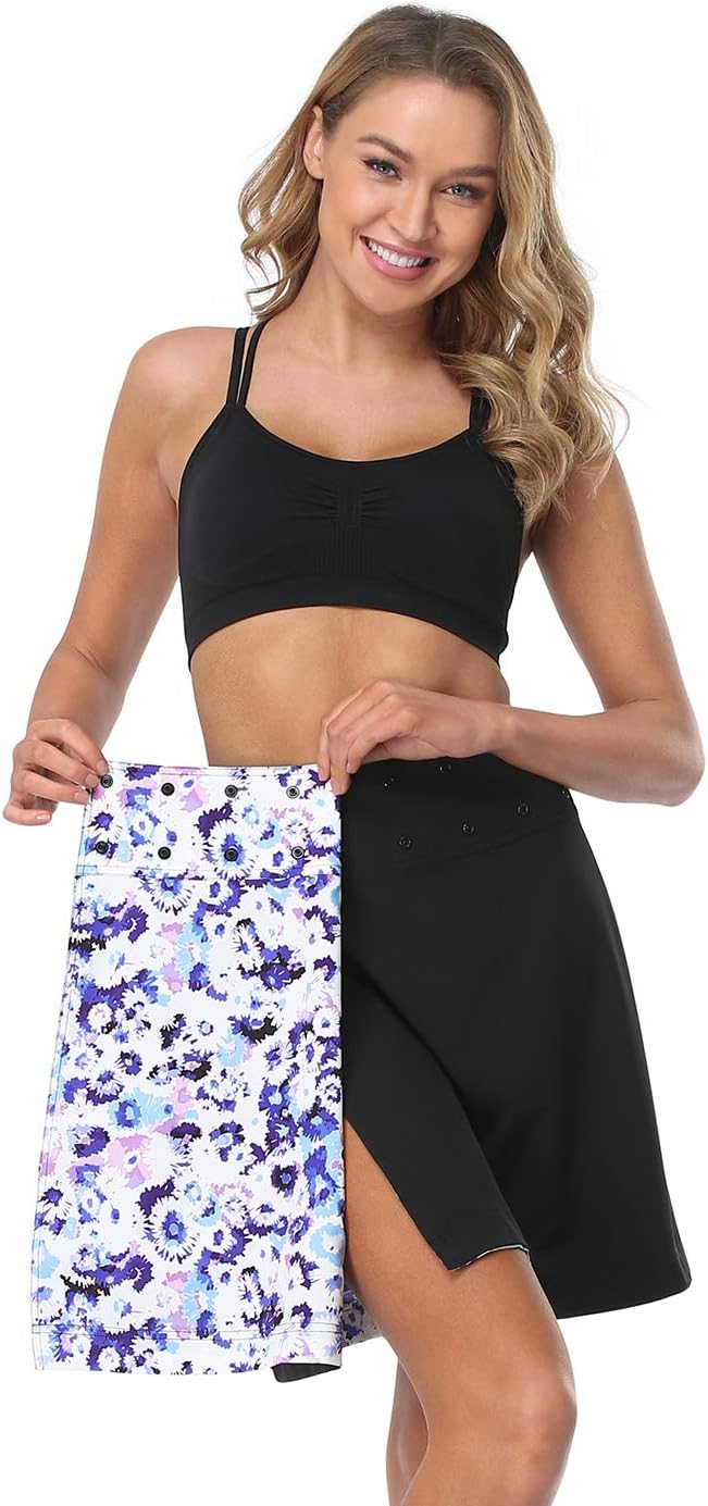 HDE Womens Reversible Wrap Skirt - Swim Coverup Adjustable Snap Wraparound Waist with Zip Pocket for Travel Swim Beach Hawaii - Image 2