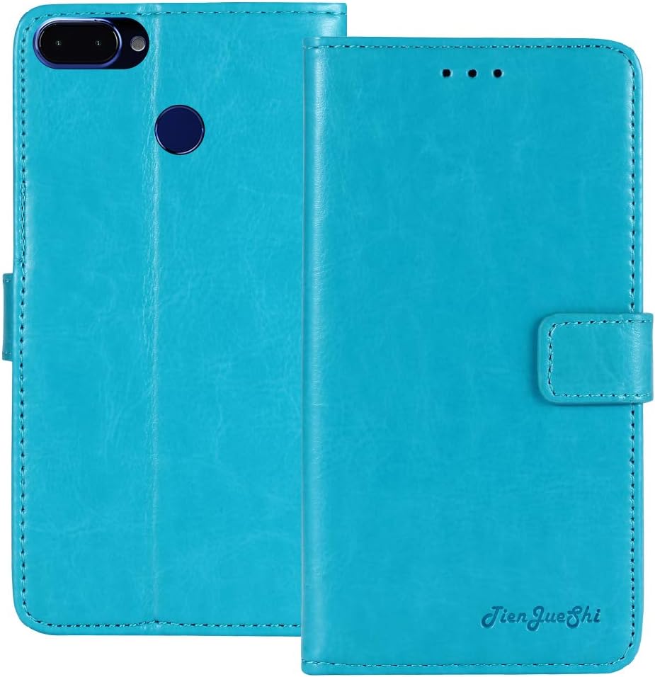 Blue Stand Premium Retro Flip Leather Protector TPU Silicone Case for Alcatel 1S 2019 5.5 inch Cover Etui Wallet