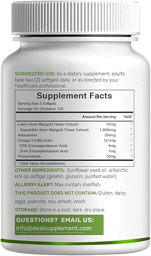 Miniatura 6 de DEAL SUPPLEMENT Suplementos de luteína y zeaxantina, 40 mg por porción, 300 cápsulas blandas