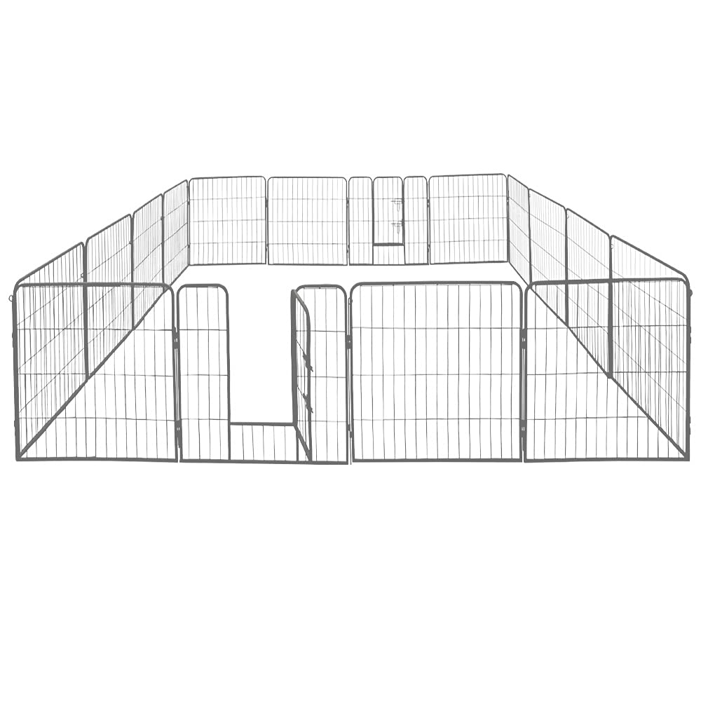 Petigi Wybieg dla szczeniaków, wybieg, wybieg, klatka dla szczeniaków, wybieg, kolor srebrny, wymiary (szer. x wys.): 80 x 100 cm (16 x)