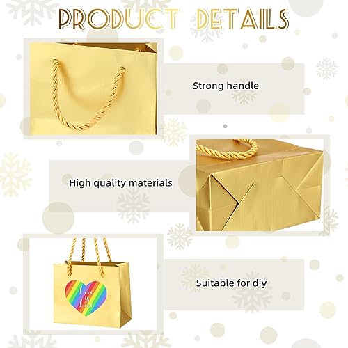 Miniatura 3 de Fainne 24 Pcs Gold Mini Gift Bags with Handle Gift Card Bags Bulk Extra Small Paper Party Favor Boxes Tiny for Christmas Wedding Baby Shower Oro