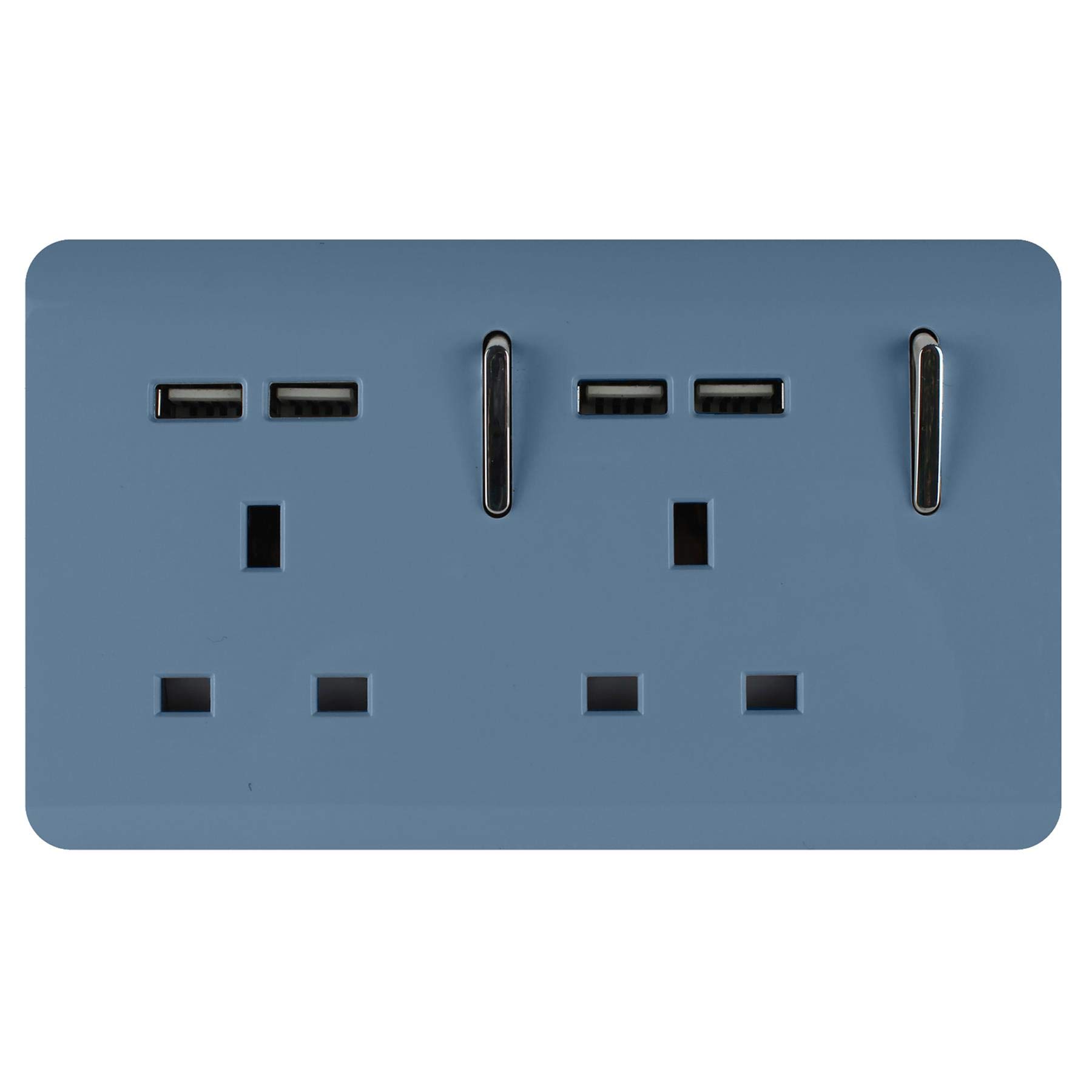 Trendi Switch Sky Blue 2 Gang 4 Port Usb 2100Ma Plug Socket In