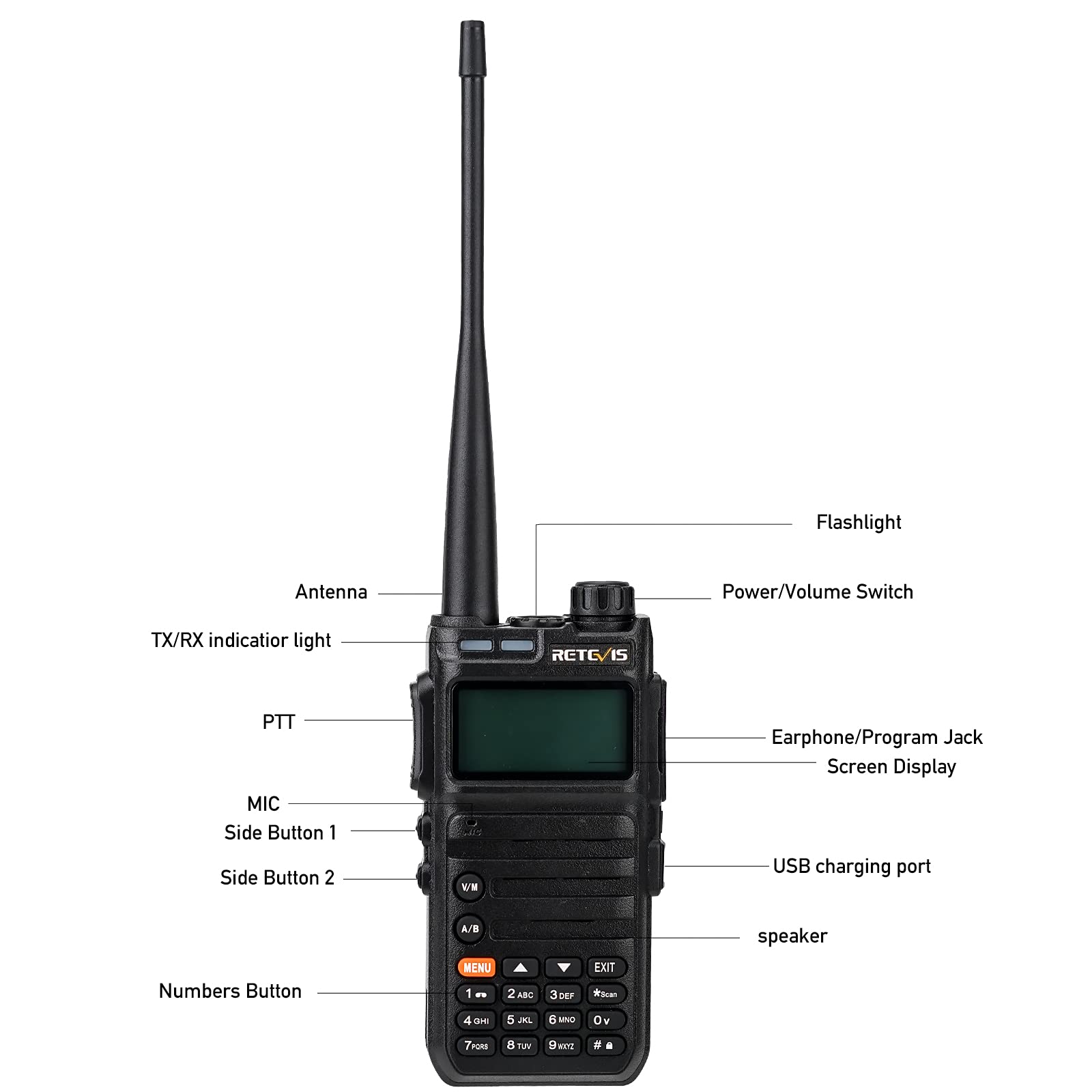 Retevis RA685 Amateur Radio, Doppia Banda Walkie Talkie Professionali, 5W 1800mAh Ricaricabile, LED 128 Canali, Radio Ricetrasmittenti Lungo Raggio per Radioamatori, Principianti, Caccia (Nero, 1PZ)