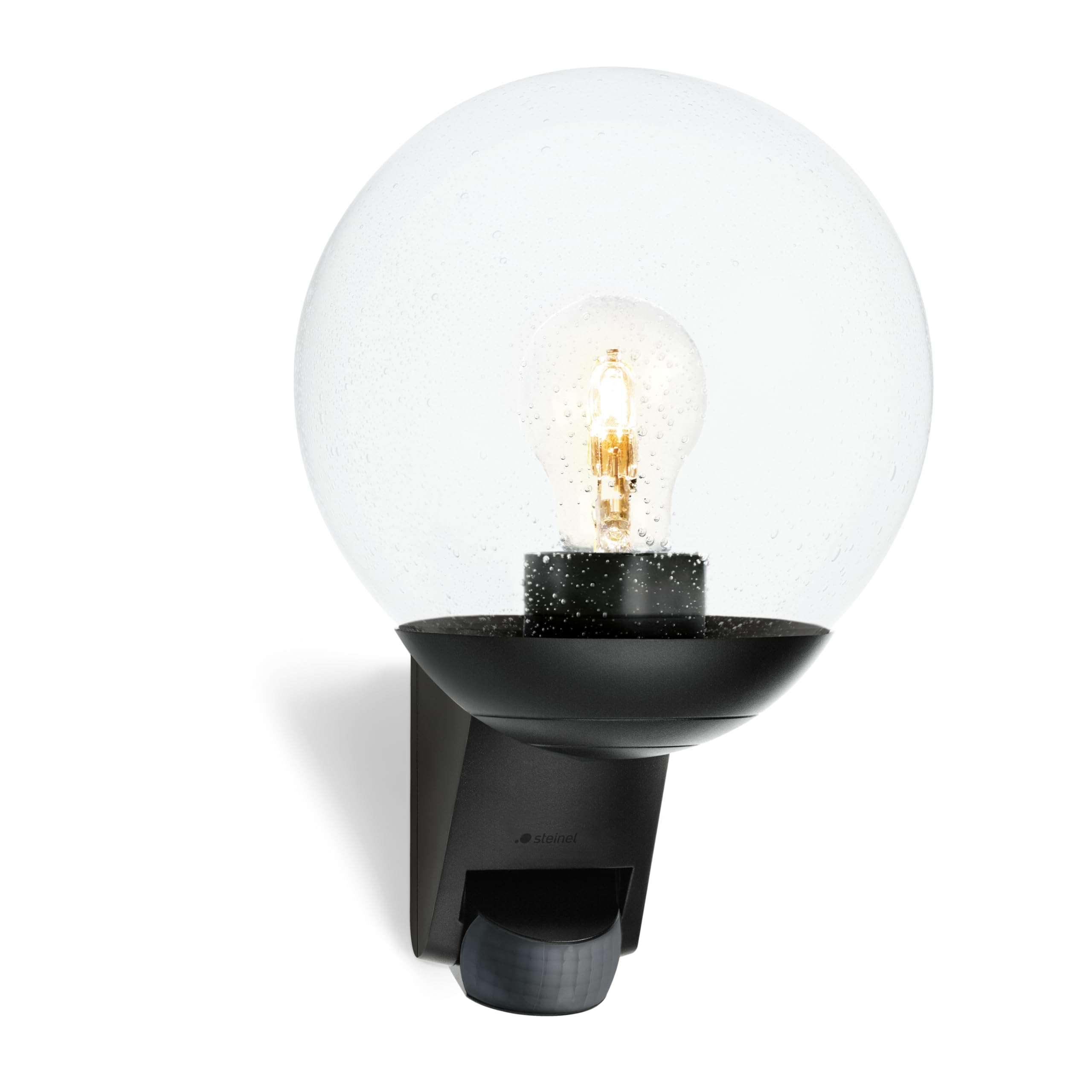 Steinel Outdoor Light L 595 S Black, Motion Detector 180°, Range 10 m, E27 max. 60 W, Twilight Switch, Sphere Outdoor Light, IP44