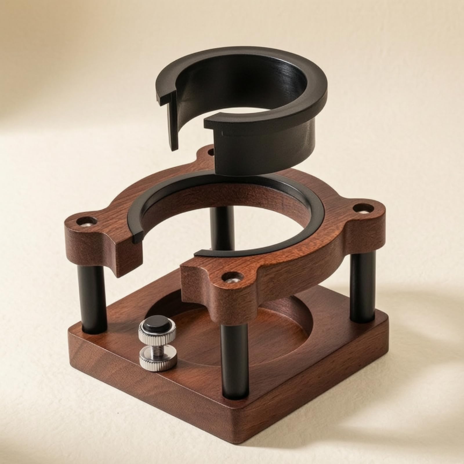 Stazne Pressacaffè in Legno Compatto Base Battifiltro Regolabile Accessor per Angolo Caffè, Cucina