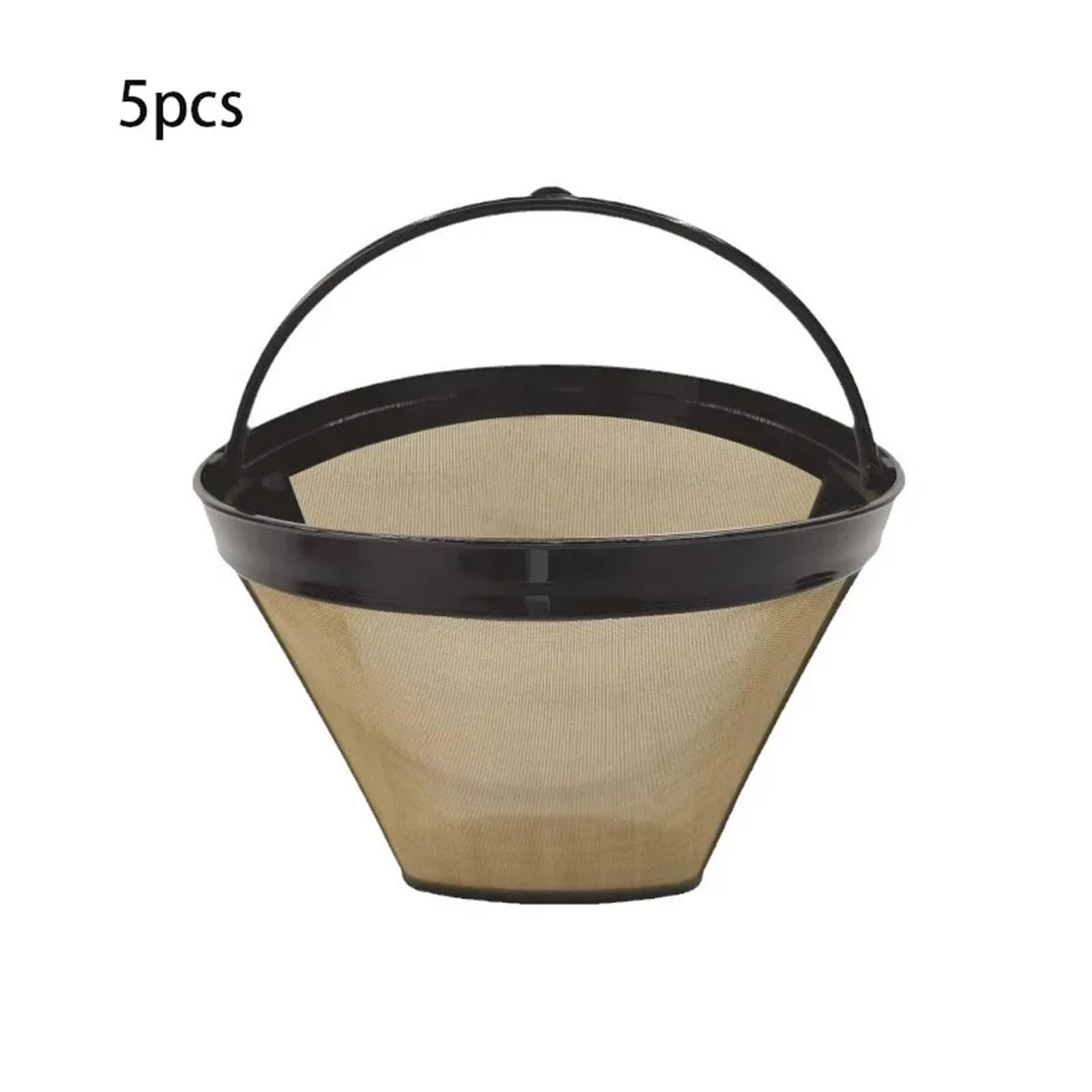 Generico 1/3/5pcs a Forma di Cono Filtro del Caffè Cestino Maglia In Acciaio Inox Riutilizzabile Separatore Acqua Tè Filtri Riutilizzabili(5pcs)