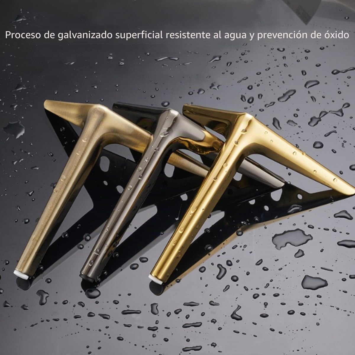 ETOPARS Piernas de muebles,pies triangulares metálicos para reemplazar armarios,cómoda,Mesa de trabajo de sofás y sillas,2 juegos(Dibujo dorado,15cm)