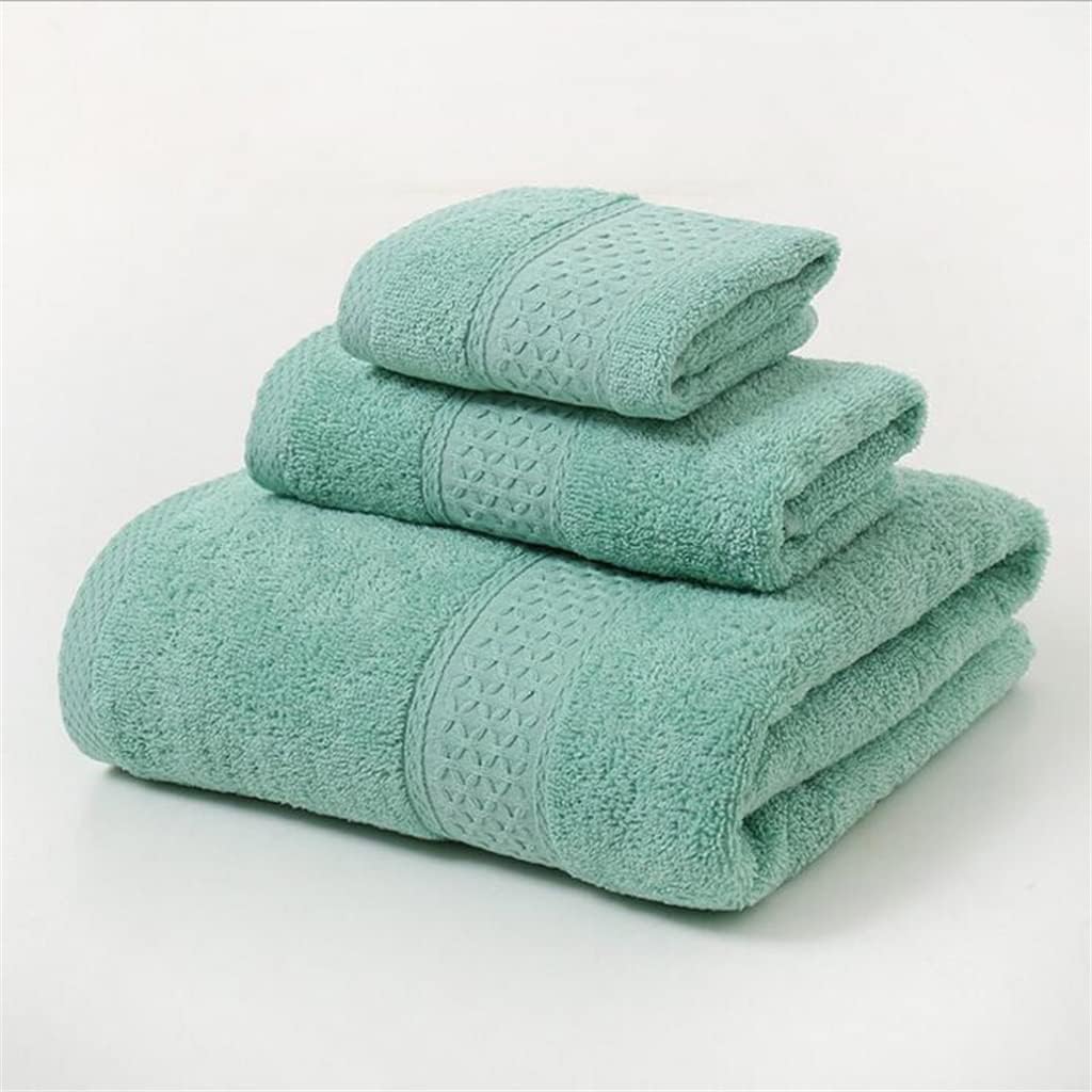 3PCS Towel Set Solid Color Cotton Large Thick Bath Towel Bathroom Hand Face Shower Towels Home for(D)