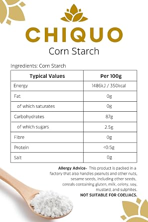 Chiquo Corn Starch 2kg | Vegan-Friendly & Non-GMO | Perfect Thickener for Soups, Sauces, Gravies, Baking & Desserts | Resealable Pack for Freshness