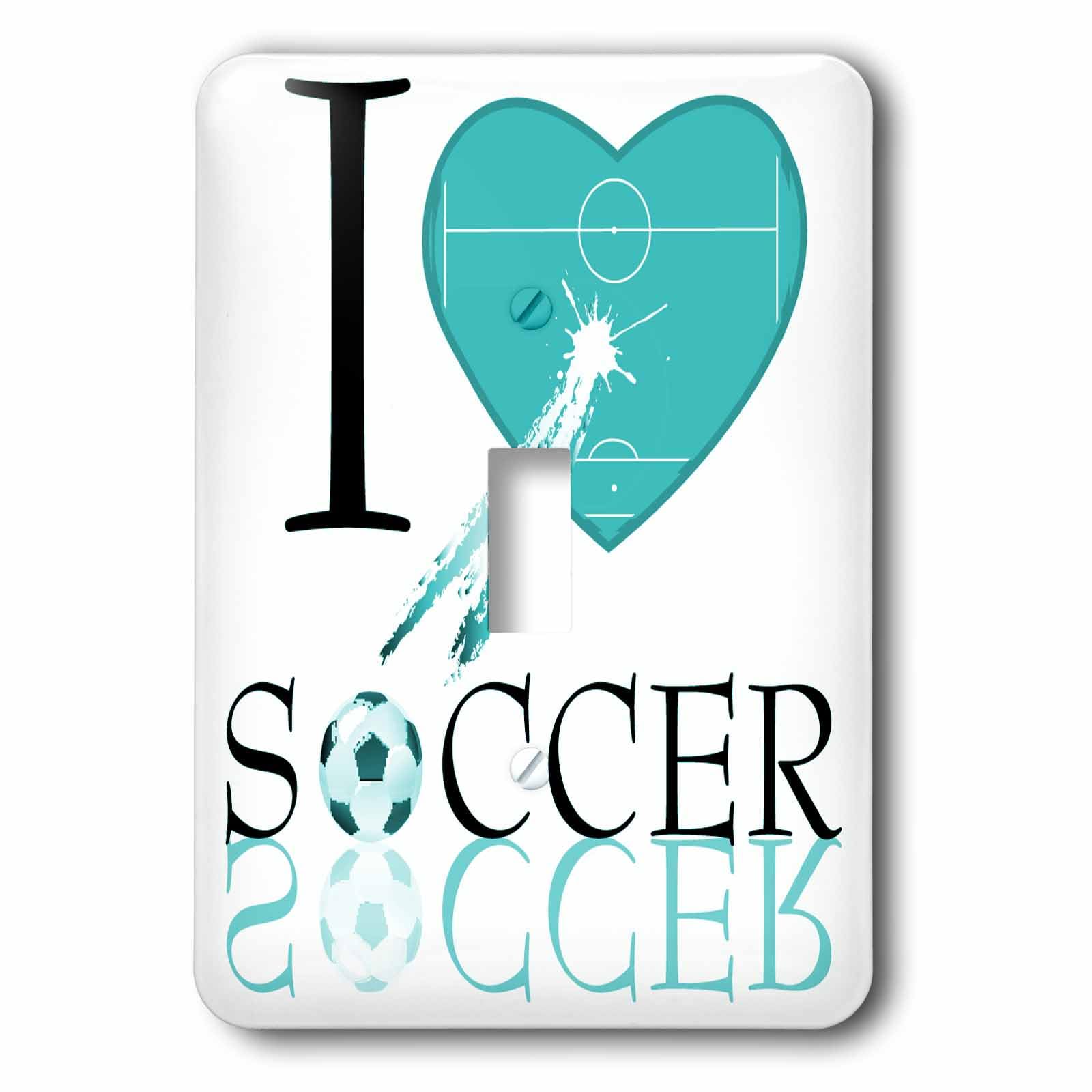 Interrupteur simple I Love Soccer turquoise pour chambre d'enfant