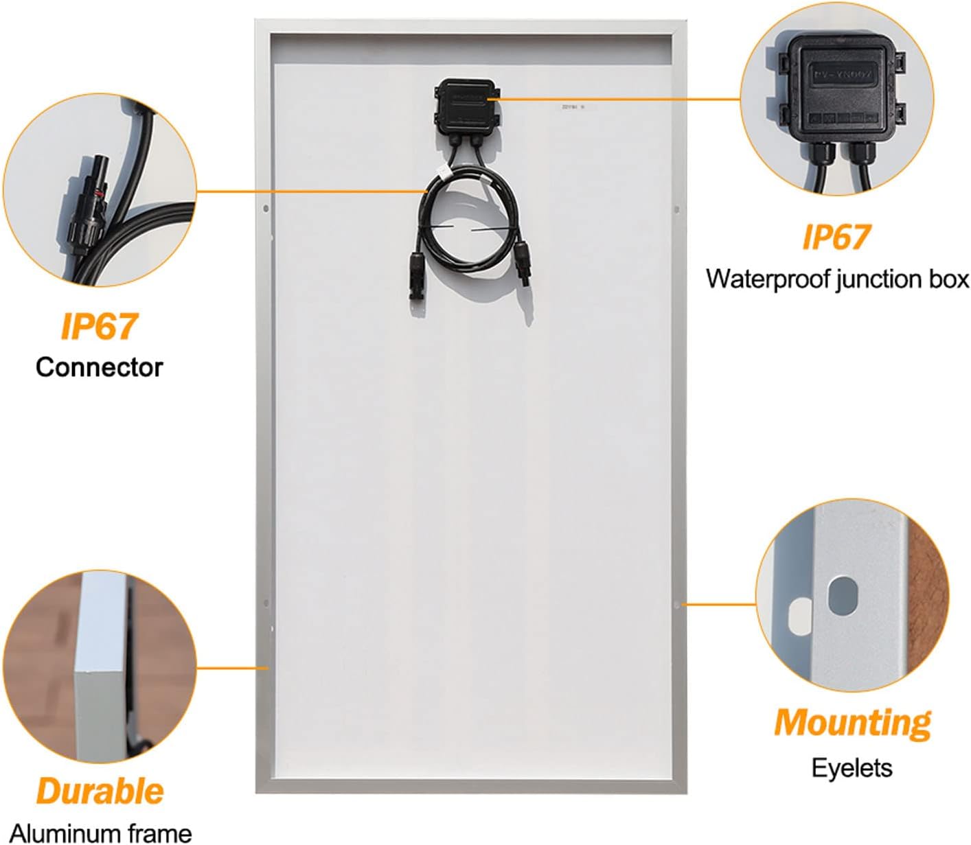 XINPUGUANG Solar Panel Kit 200W 12V/24V with High Efficiency 2PCS 100W Monocrystalline Solar Panel,20A Charge Controller,Extension Cable for RV, Camper, Boat, Off-Grid System(200W Mono solar kit)