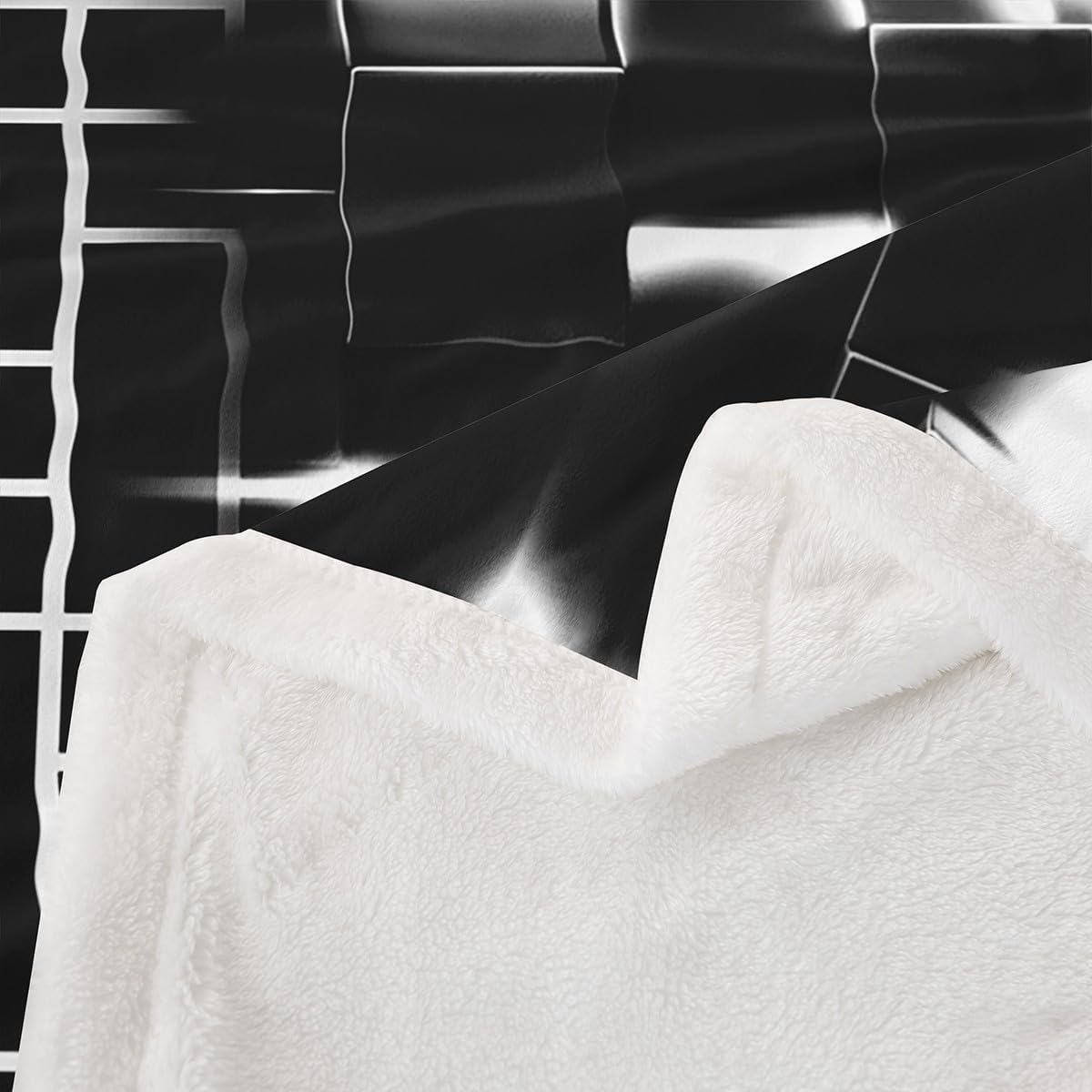Castle Fairy Geometric Grey Black Throw Blanket for Kids,Light Honeycomb Lines Fleece Throw Blanket for Bedroom Sofa Room Decor,Geometric Abstract Grids Lightweight Bed Blanket,40"x50" image 4