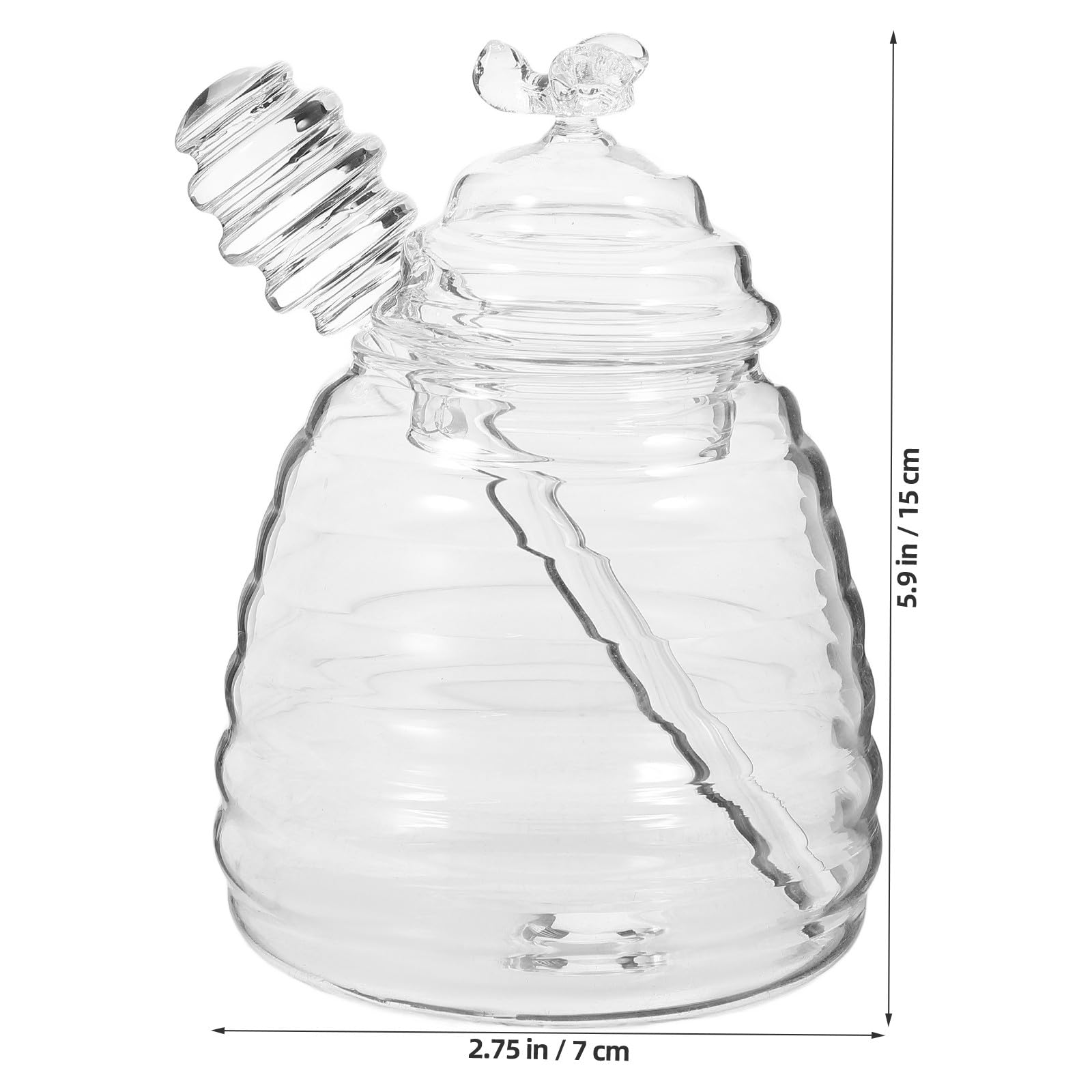 Tarro de Vidrio para Miel Tapa Hermética y Varita Integrada, Dosificador Práctico para Cocina en Casa y Almacenamiento de Té