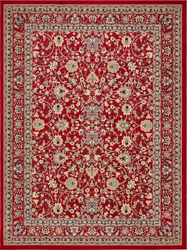 Rugs.com Yasmin Collection Rug – 9x12 Red Medium-Pile Rug Perfect for Living Rooms, Large Dining Rooms, Open Floorplans
