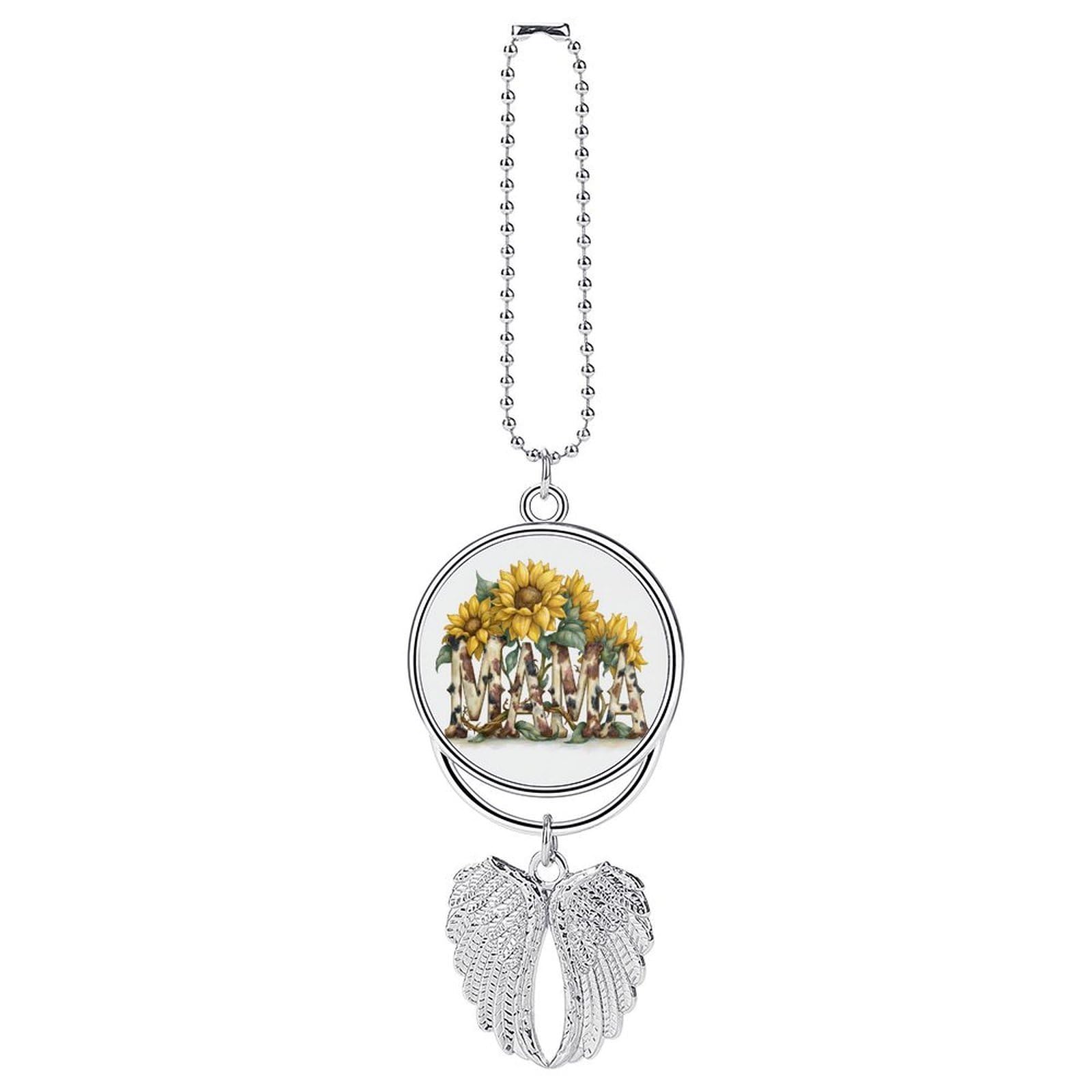 Word MAMA Western Yellow Sunflowers Car Hanging Pendant Car Interior Decoration Rearview Mirror Charms Ornaments