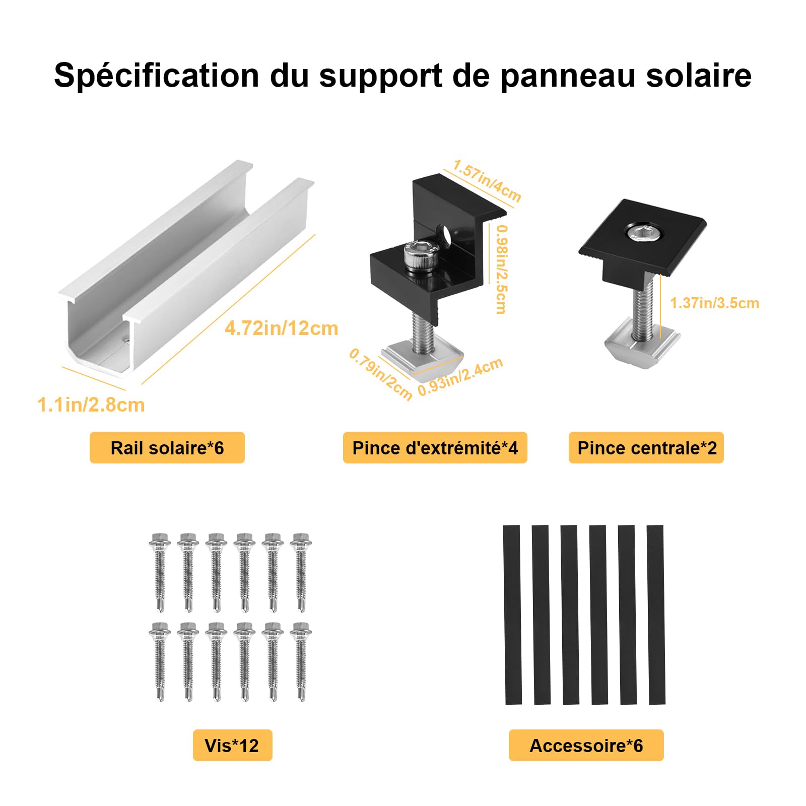 Kit 12 Pezzi Staffe Alluminio Per Pannelli Solari | Supporto Fotovoltaico Per Tetto Con Viti - Foto 4
