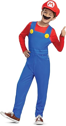 Disguise Disfraz de Mario Elevated para niños, disfraz oficial de Super Mario Bros con sombrero y bigote