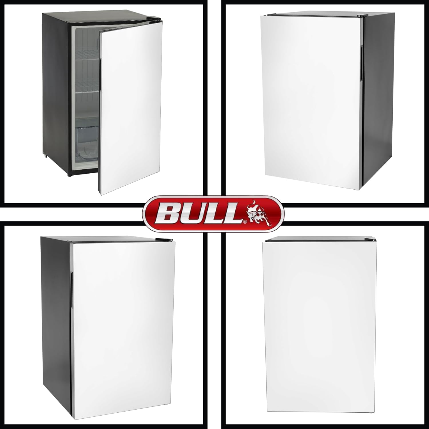 Bull Outdoor Products Contemporary Refrigerator – 4.5 cu. ft. Compact Stainless Steel Outdoor Fridge with Reversible Door and Full Temperature Control