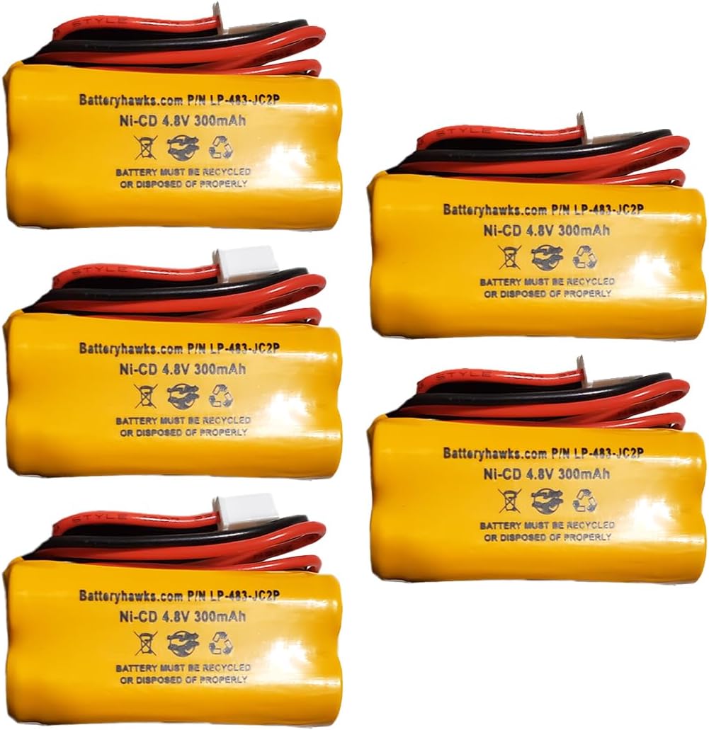 Ni-Cad Battery 4.8v 300mAh AAA 48H465 6CGL4 6CGL3 Exit Sign C14 ELSC-17923 2472948 (5 Pack, 1, Count)
