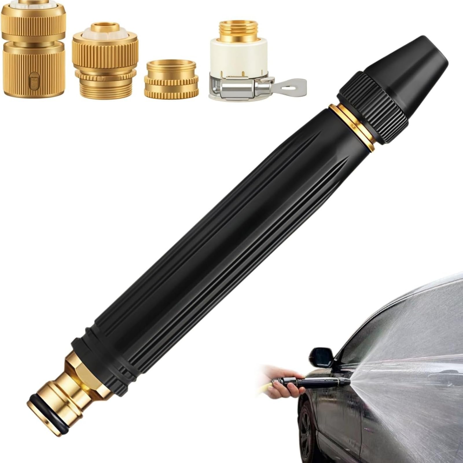 3 Spray Home High-Pressure Car Wash Water Nozzle, Efficient Garden Hose Pressure Booster and High Pressure Water Nozzle, Reliable Car Wash Spray Nozzle for Outdoor Tasks (C)