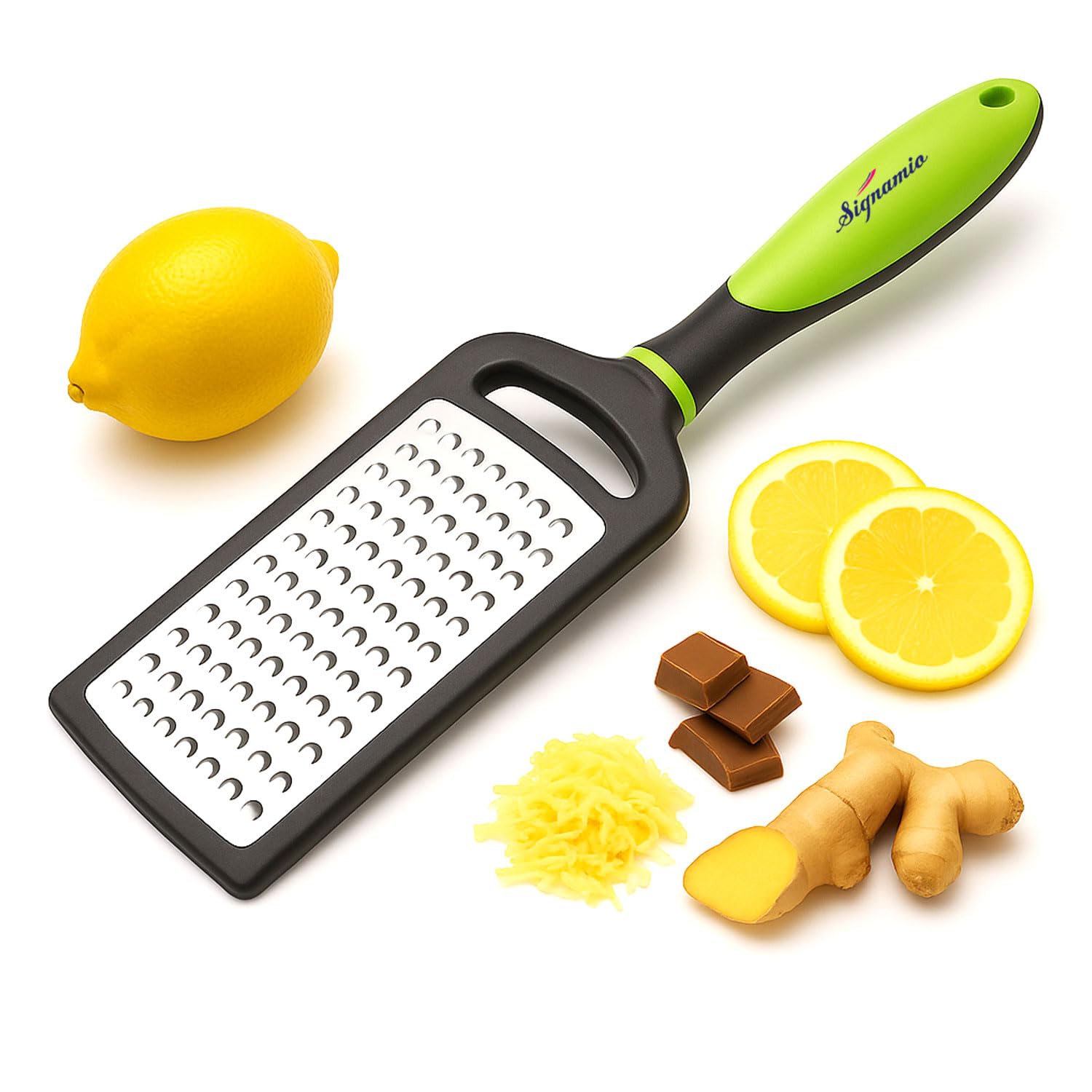 SIGNAMIO® Hand Kadukas Cheese Grater and Vegetable Shredder for Kitchen Stainless Steel Ginger Crusher, Carrot Grater, Garlic Slicer with Protective Cover (Green)