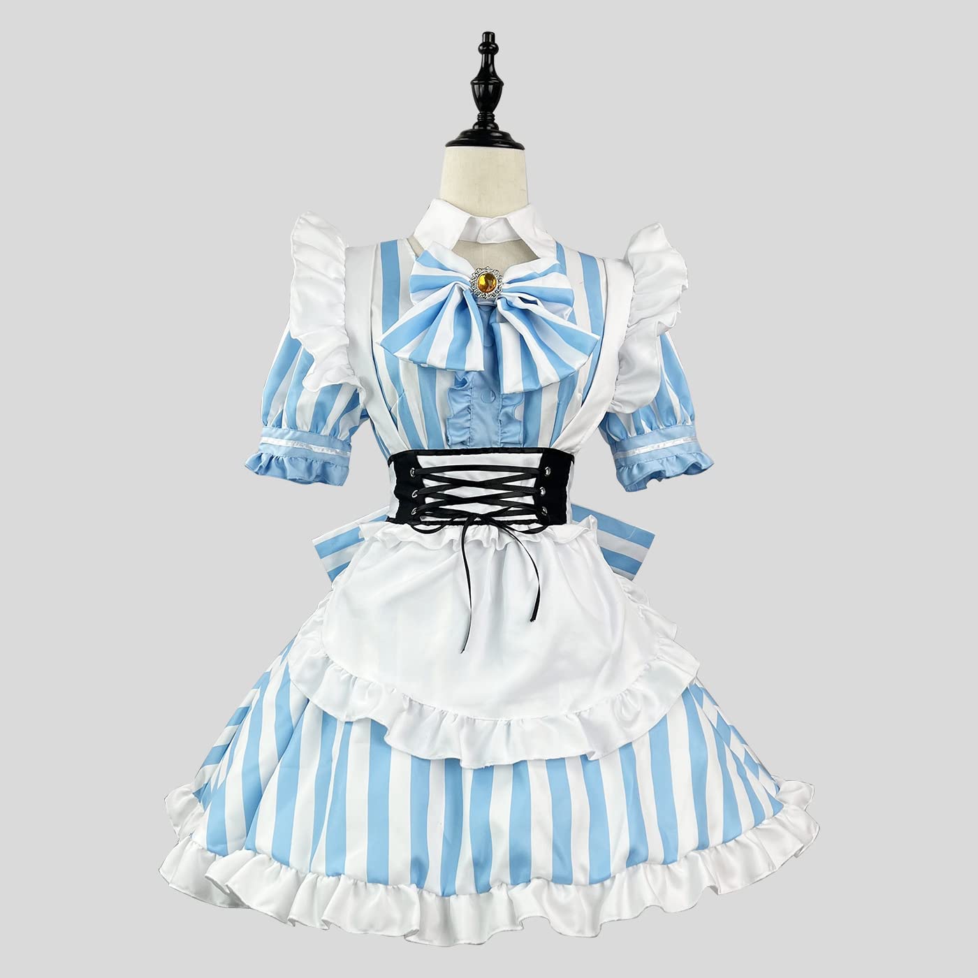 Shirakami Fubuki kostium cosplay gra niebieskie paski sukienka pokojówka cosplay pełny zestaw Halloween Boże Narodzenie przyjęcie fantazyjne stroje