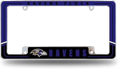 Miniatura 23 de Rico Industries Marco de matrícula automotriz de fútbol americano NFL de dos tonos de 12" x 6" cromado completo para automóvil/camión/SUV