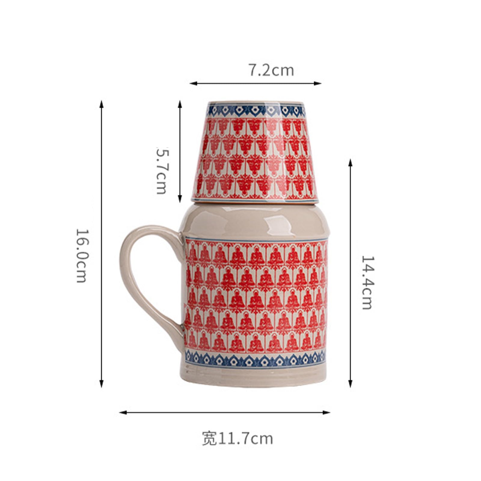 Keramik Thermoskanne, Wasserkocher-Set, Teekanne | Kanne mit Deckel und einer Tasse, für Haushalt, Restaurant losen Tee, Teebeutel und Früchtetee(Beige)