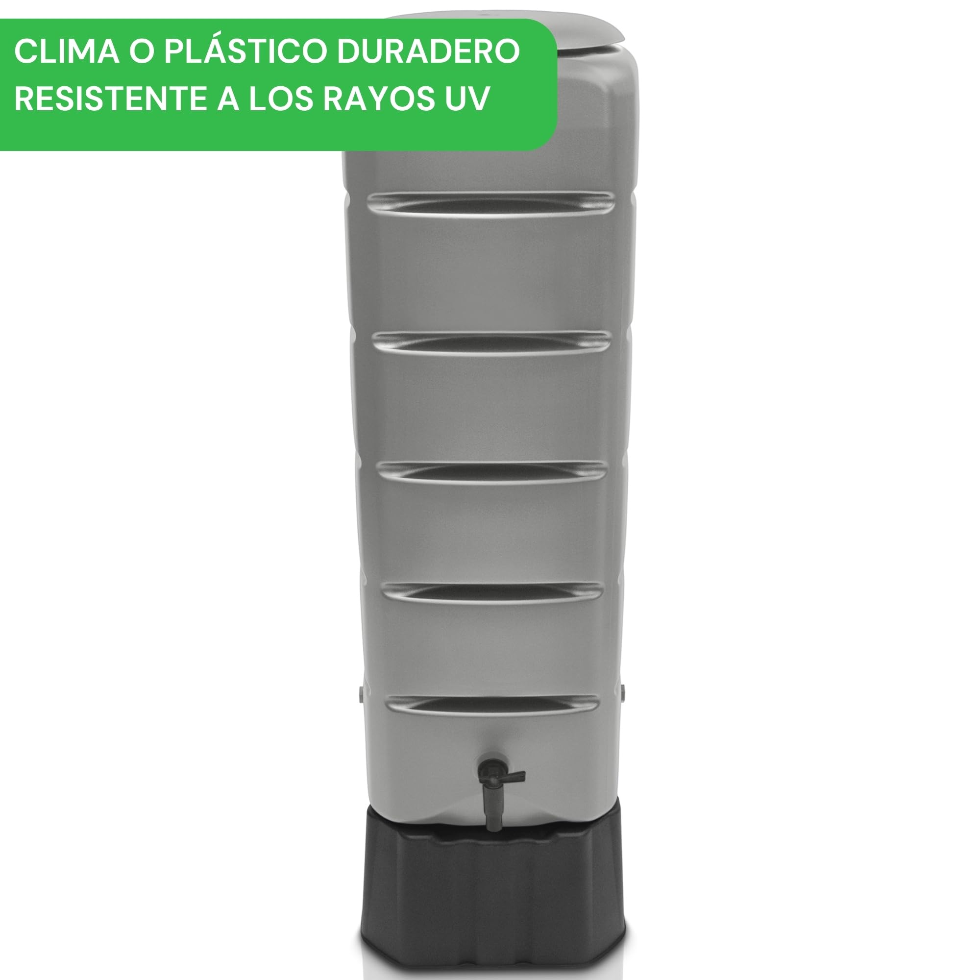 YourCasa Barril de lluvia [Torre] 120 L con pie, tapa y grifo, barril de lluvia de plástico, resistente a las heladas, depósito de agua de lluvia, depósito de agua de lluvia, para jardín, colector de