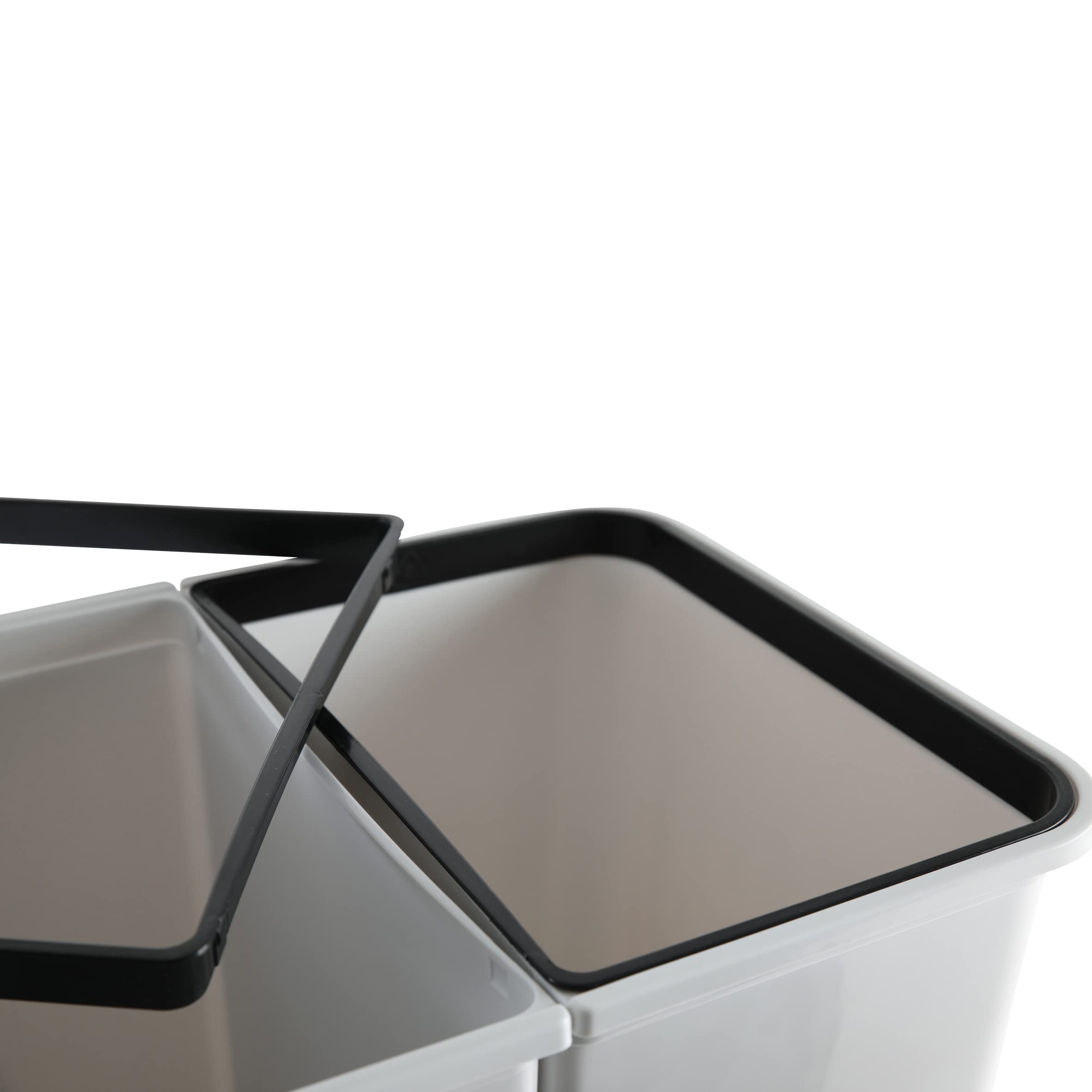 axentia Poubelle double en plastique, duo anti-odeur, pour le tri des déchets, grise, volume : 2 x env. 23 litres