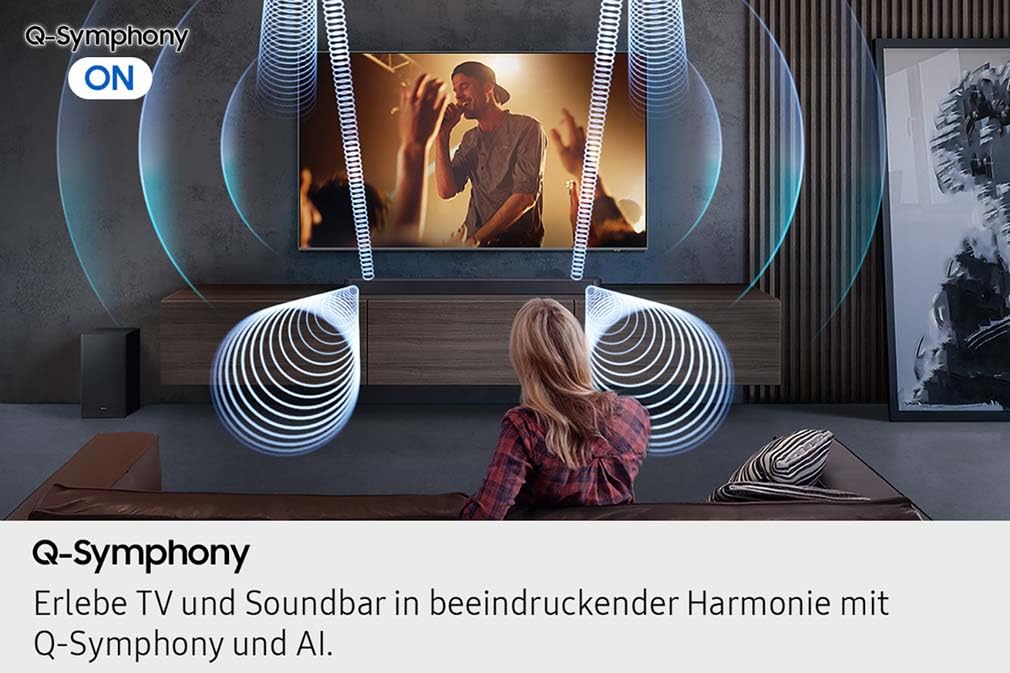 Samsung HW-Q610GF Q-Series 3.1.2-Kanal-Soundbar für Fernseher, TV-Lautsprecher mit kabellosem 6,5"-Subwoofer, Dolby Atmos und DTS:X, Q-Symphony, Game Mode Pro