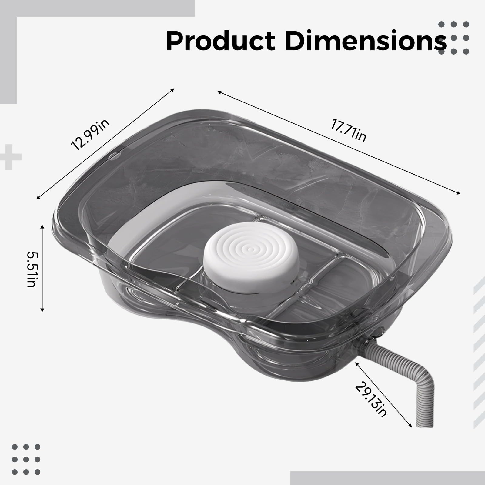 Lavabo portátil para postrado en cama, bandeja de lavado de cabello para personas mayores en casa, compañero de champú para movilidad limitada con soporte para el cuello, manguera de drenaje extendida