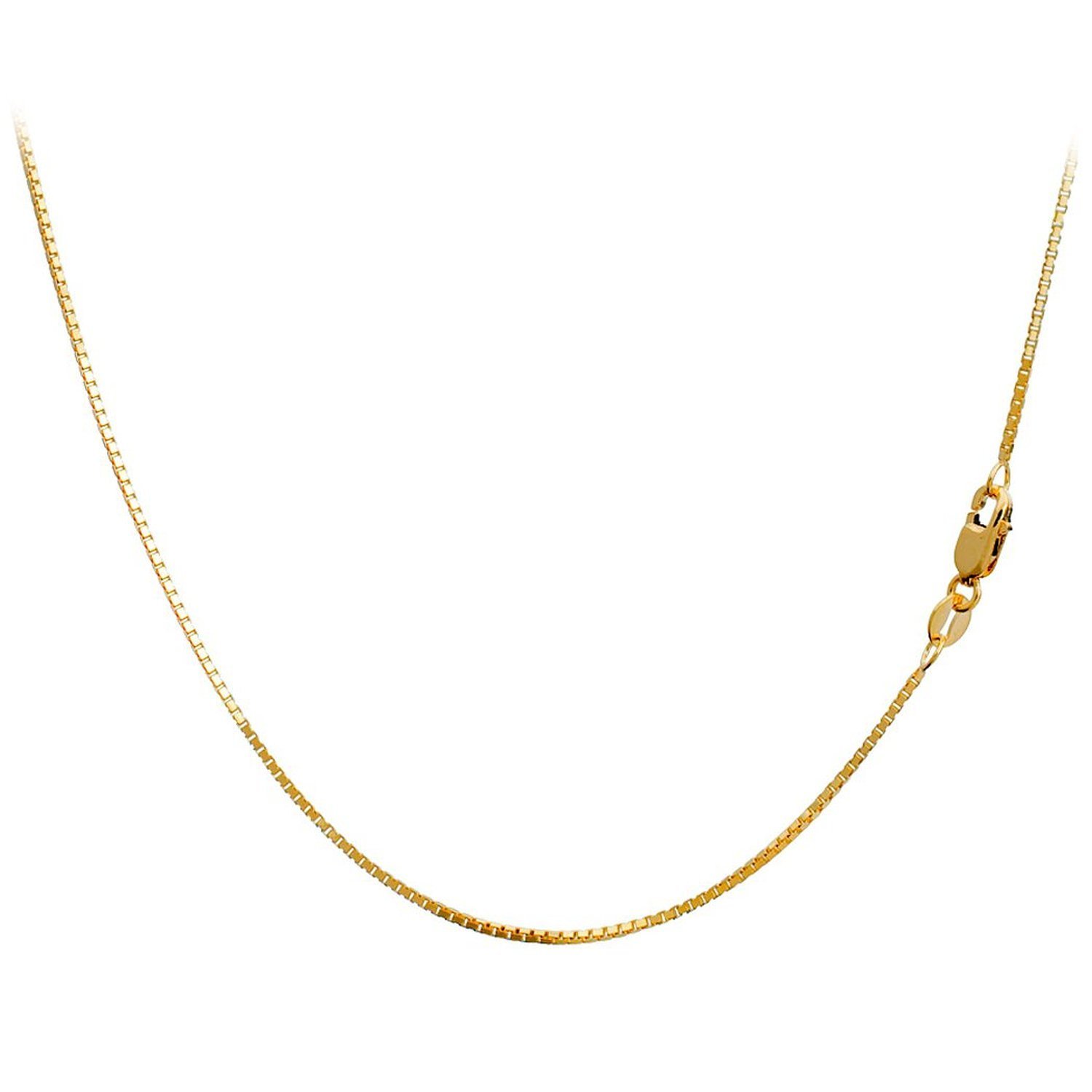 PRINS JEWELS Massive 18 Karat / 750 Gold Venezianer Box Kette Gelbgold -1 mm Breit - Verschiedene Längen