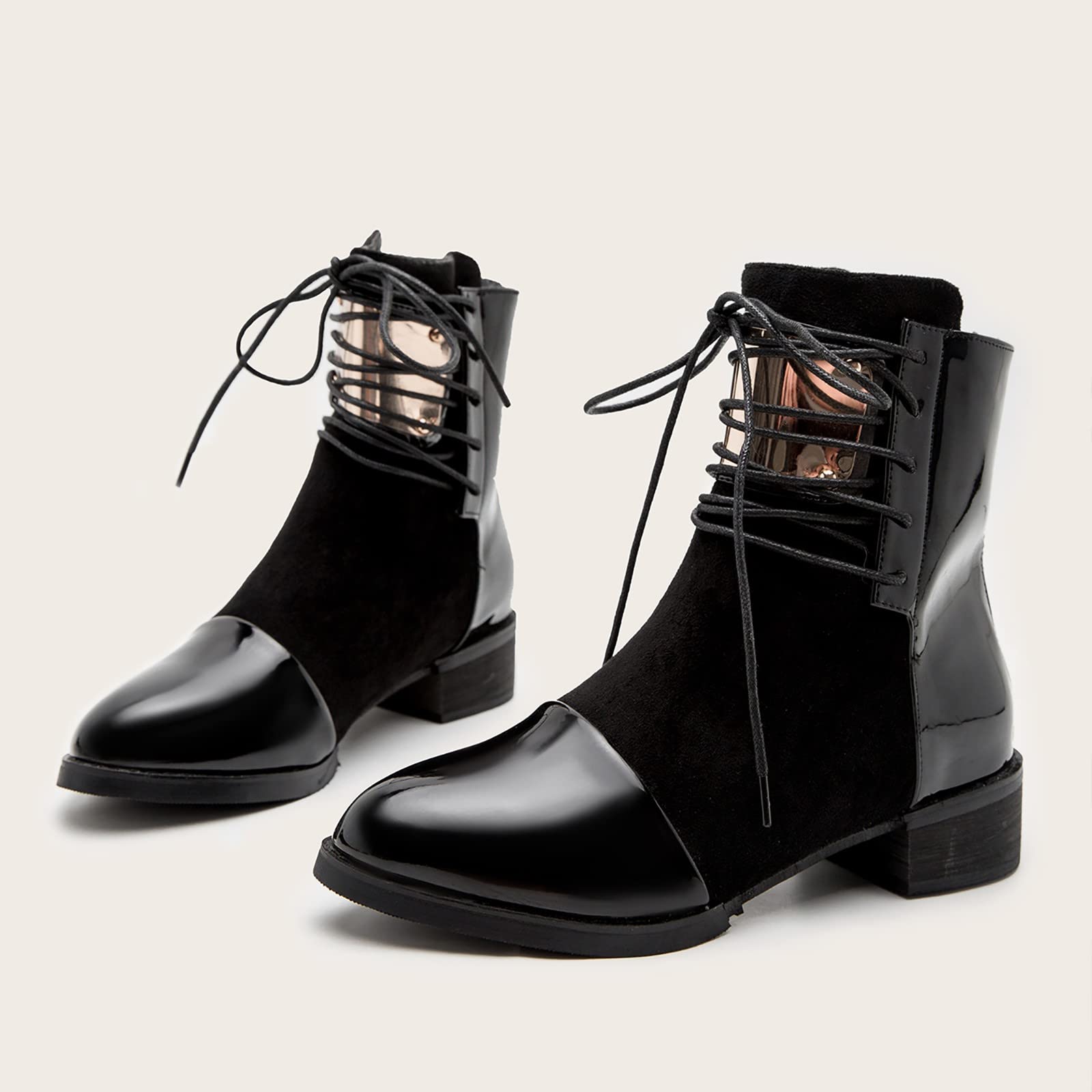 Stivali in Pelle Scarpe Casual Stivali Donne Tacco Chunky Stivali alla Caviglia Stivali Corti