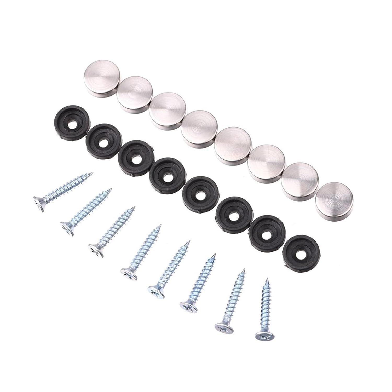 Eisenwaren 8 Sets 12-30mm Mirror Fasteners Screws Decorative Cap Nail Advertising Glass Screw Stainless Steel Cover Furniture Hardware(12mm)