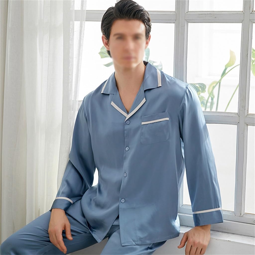 Couple Pajama Set With Patchwork Silk Home Clothing Men's