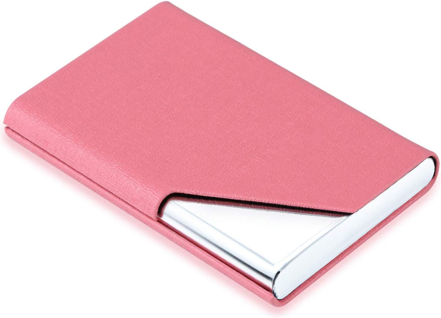 MaxGear Business Card Holders Leather Business Card Case Name Card Holder Business Card Wallet Business Card Carrier Slim Metal Pocket Card Holder - Pink