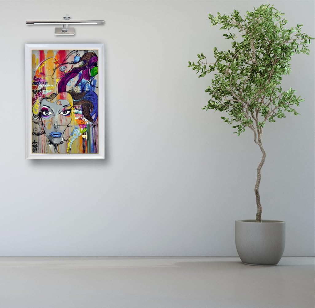 Applique LED da parete per illuminare quadri, specchi, ecc, LED 6 W tradizionale ed elegante, tono di luce calda 3000 K, cromo brillante, articolato e orientabile. 40 cm