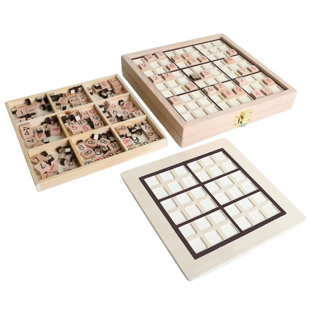 Yuri's Toys Wooden Sudoku Board Games with Mini Number Pieces Thinking