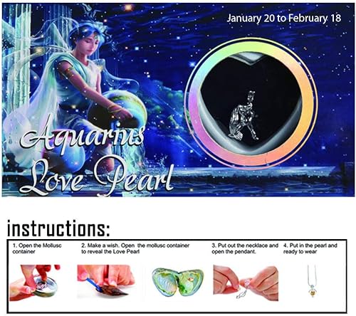 Acuario Colgante Wish Pearl Collar - Collar con colgante de perlas de amor Acuario con perla genuina, Perla