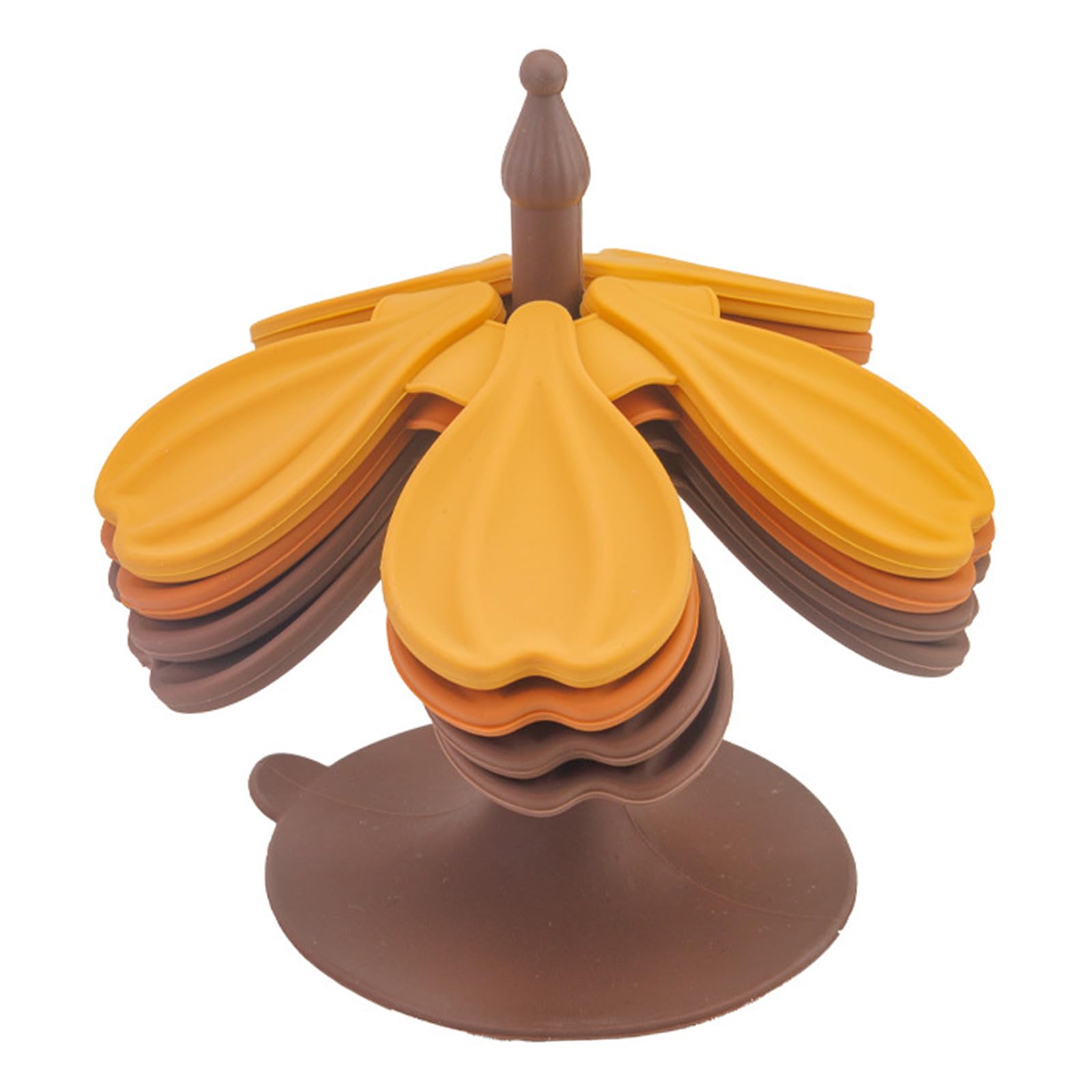 Heat Insulation Table Pad Set, Flower-Shaped Silicone Trivets with Folding Storage Stand for Home Dining Tables Silicone Trivet Set Flower Folding Table Pad Countertop Guard Cup Mat Heat Insulation