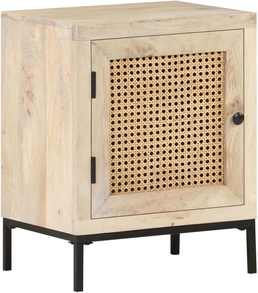 Bedroom Storage Sofa Side Tables Farmhouse Small Tables With Storage Side Tables Storage Tables Bedside Tables Decorative Cabinets Bedside Cabinet 15.7"x11.8"x19.7" Solid Mango Wood and Natural Cane