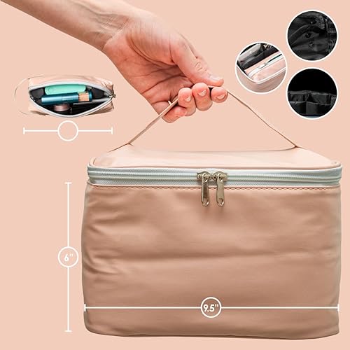Miniatura 5 de Zunee Bolsa de maquillaje  Bolsa de cosméticos portátil  Bolsa de viaje para cosméticos de gran capacidad  Juego de bolsa de maquillaje (1 bolsa
