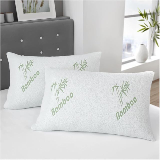 GC GAVENO CAVAILIA Orthopedic Bamboo Memory Foam Pillow For Neck Pain, Ultra Soft Head Neck Medium Firm Support, 50x75 Cm, White