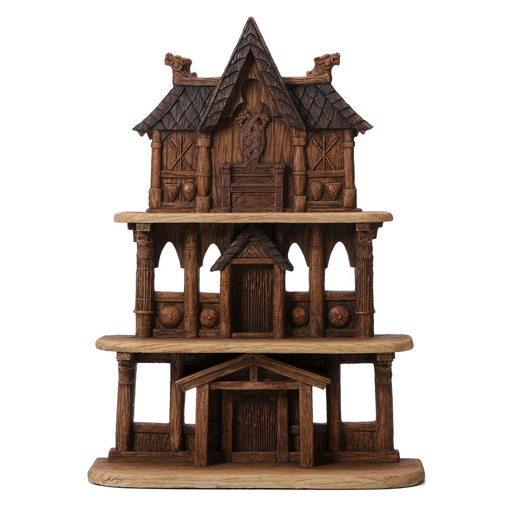 Veronese Design 16 Inch Nordic God Viking Temple Display Stand Polyresin Hand Painted Sculpture Decoration