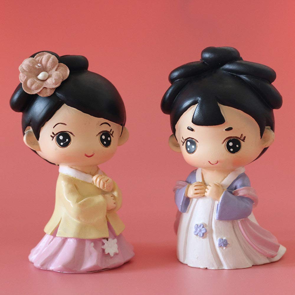 Statue de fille à hanfu mignon mini figurines résine cadeau famille couples