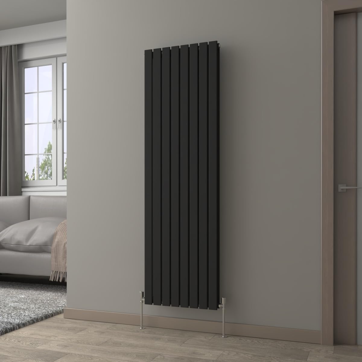 NRG Black Vertical Radiator 1800x544mm Double Flat Panel Central Heating