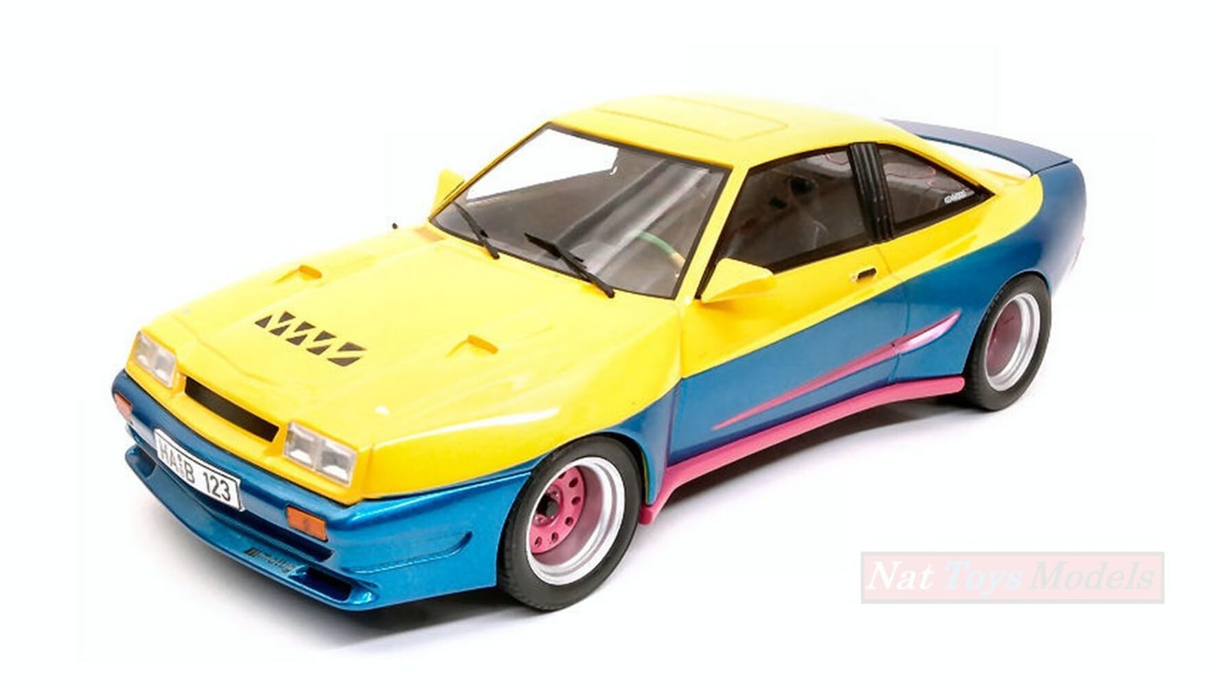 MODELCARGROUP MCG18095 OPEL MANTA B MATTING YELLOW/BLUE 1:18 MODELLINO DIE CAST